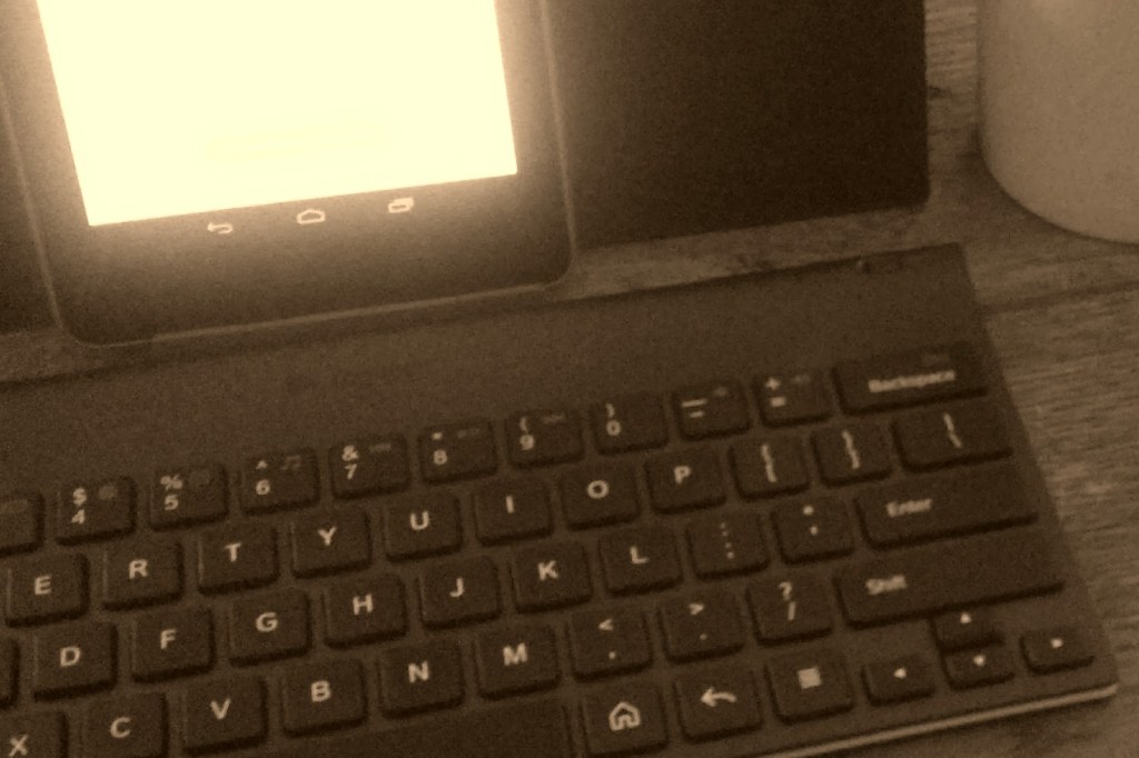 glowing screen and keyboard